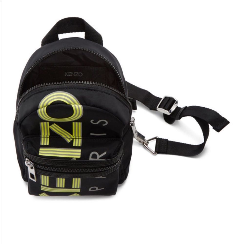Kenzo Black Mini Reflective Logo Backpack